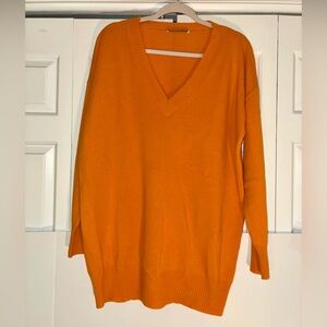 MaxMara orange cashmere oversized v-neck sweater sz XL